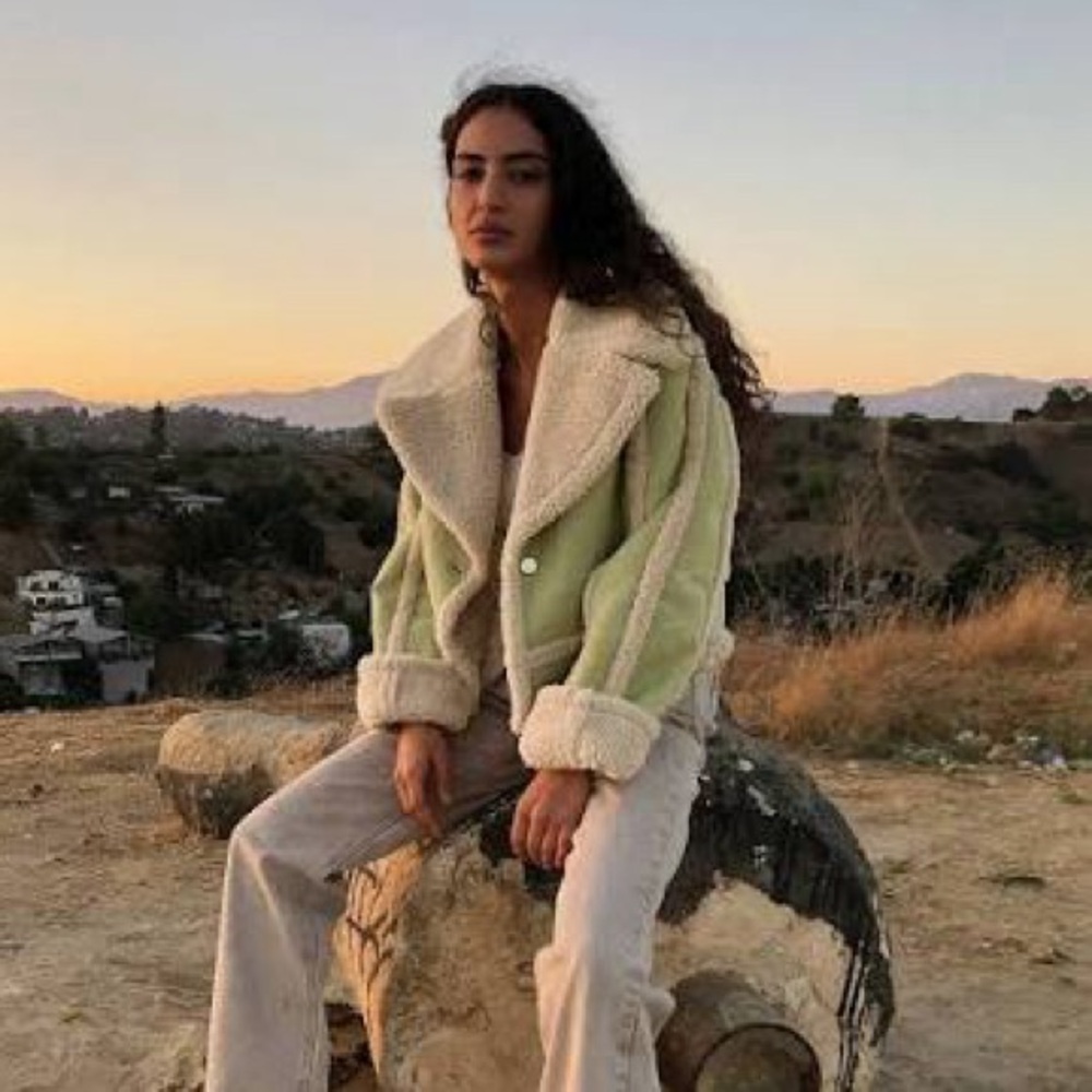 UO Chloe Faux Sherling Cropped Jacket